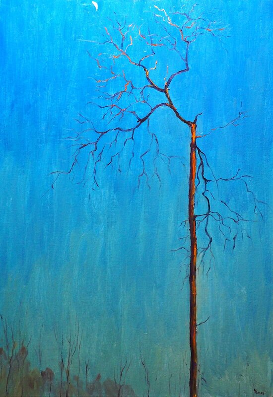 Oljemålning Ett ensamt träd av Yuanyuan Liu