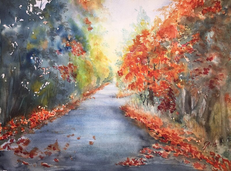 Akvarell Höstens farger av Tanya Lundmark