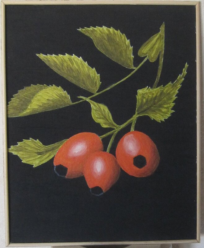 Akrylmålning Nypon av Gösta Lindunger