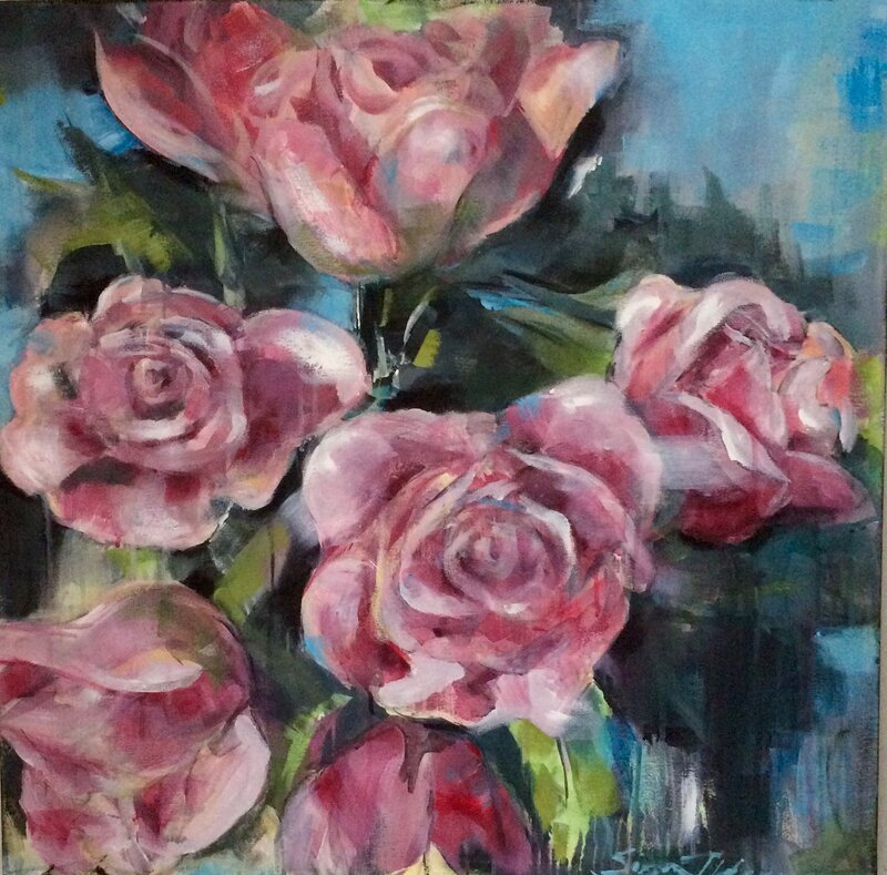 Akrylmålning Doften av rosor av Sirpa Tiderman