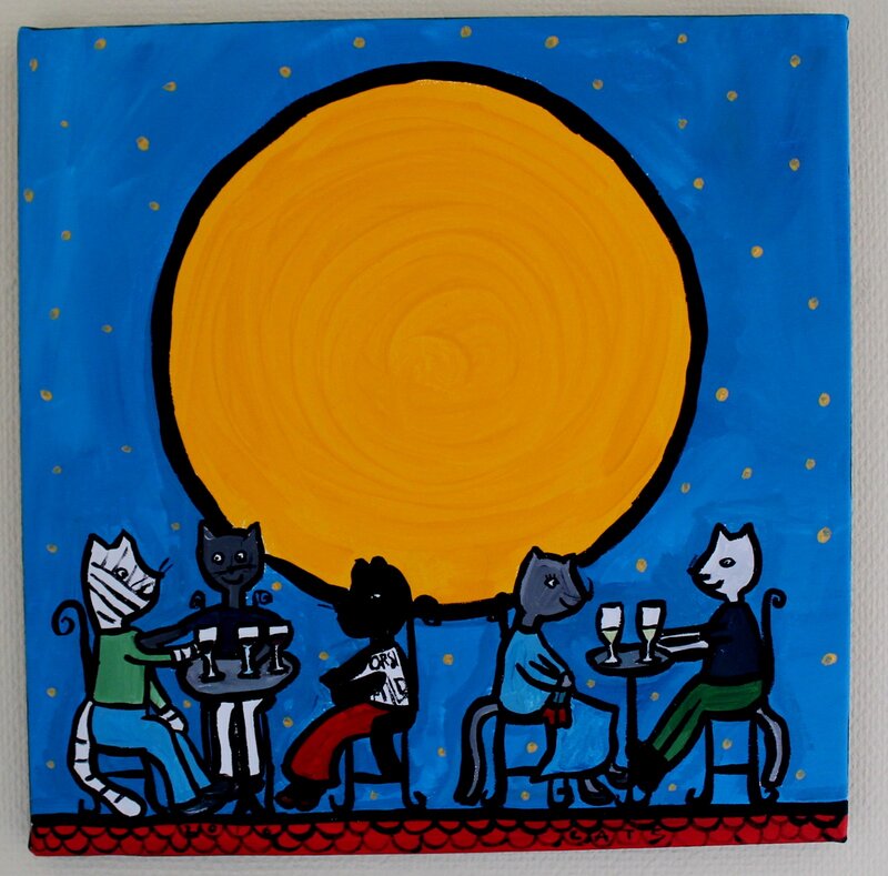 Akrylmålning Cats av Orsi Mild
