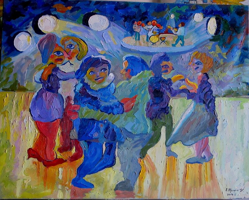 Oljemålning Dans i det fria III Oljemålning av Sebastian Marquez