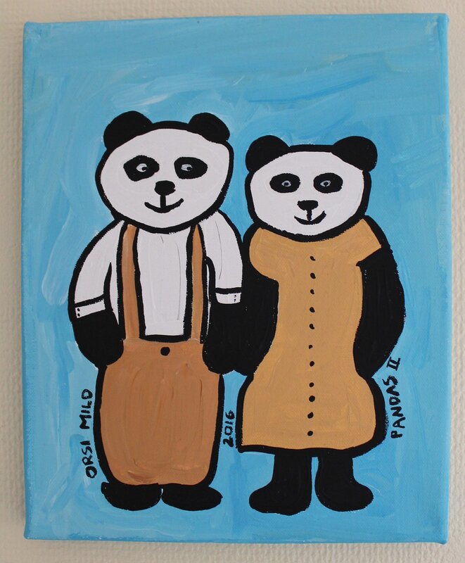 Akrylmålning Pandas II av Orsi Mild