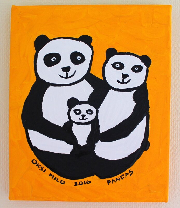 Akrylmålning Pandas av Orsi Mild