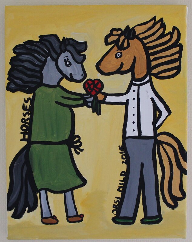 Akrylmålning Horses av Orsi Mild