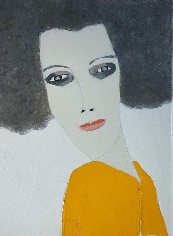 Oljemålning Lady in yellow av Cecilia Ciscar
