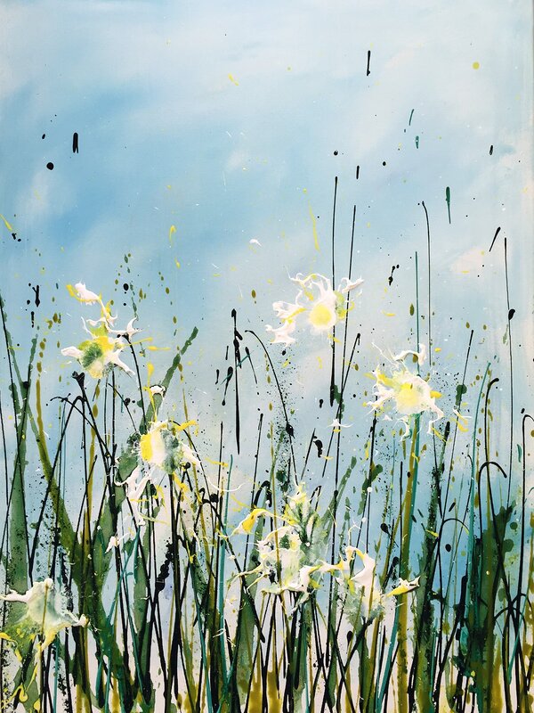Akrylmålning Dancing Daffodils av Joacim Broström • JoacimArt