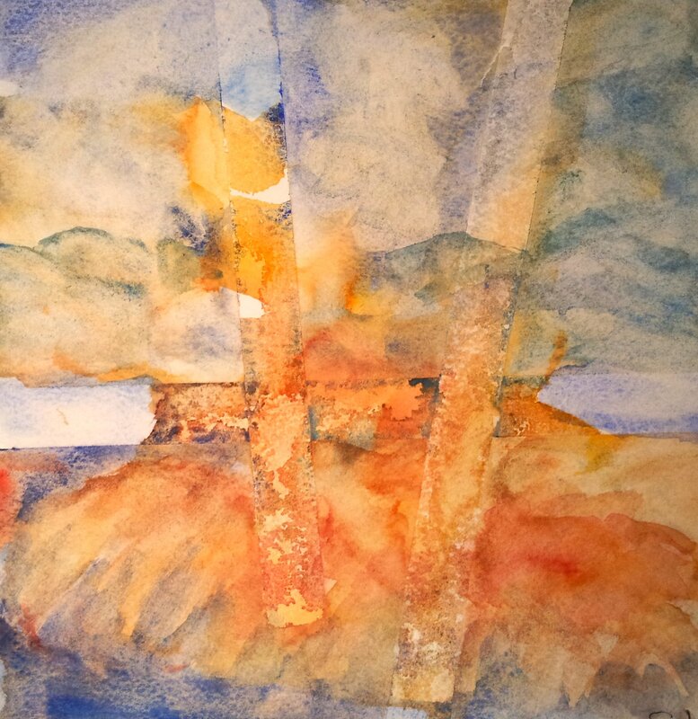 Akvarell Ön i havet av Gunilla Iversen