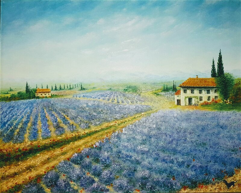 Oljemålning Lavendel - Provence av Natale Orlich