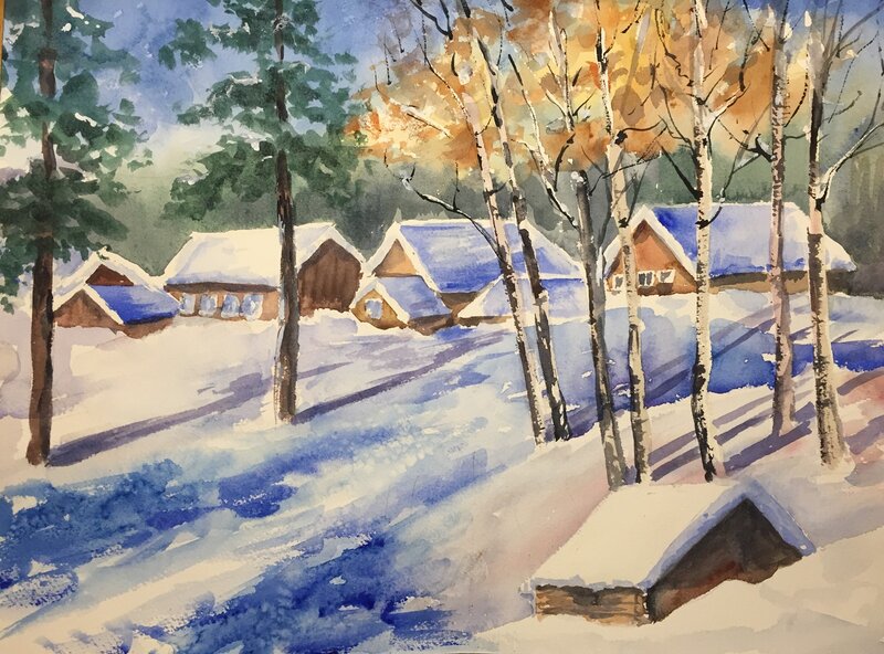 Akvarell Den första snön av Tanya Lundmark