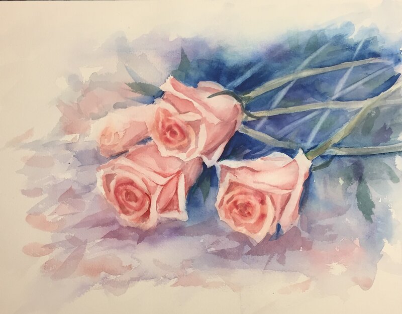 Akvarell Roses for you av Tanya Lundmark