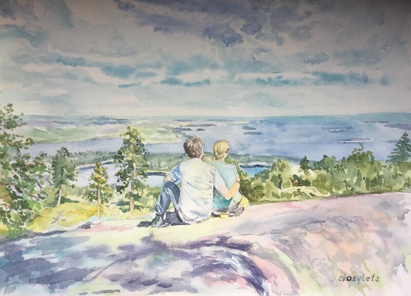 Akvarell Vackra Sverige av Svitlana Vasylets
