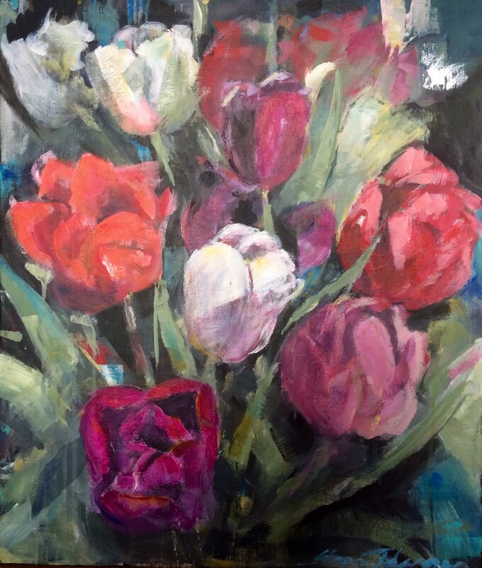 Akrylmålning Blomsterglädje av Sirpa Tiderman