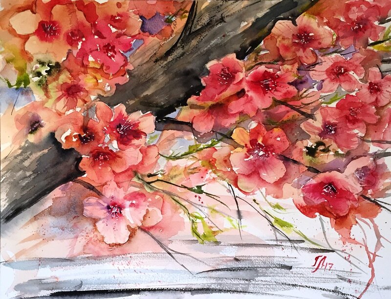 Akvarell Vårens farger av Tanya Lundmark
