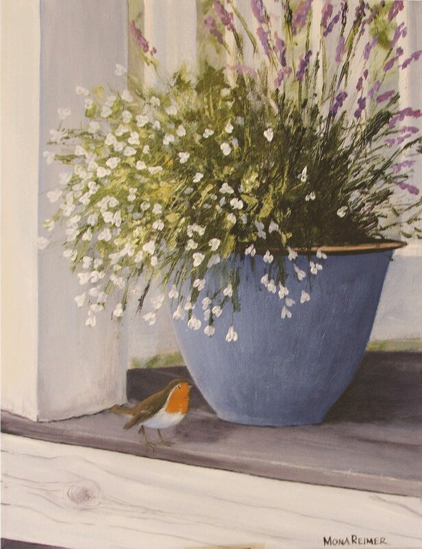 Akrylmålning Blomkruka. av Mona Reimer