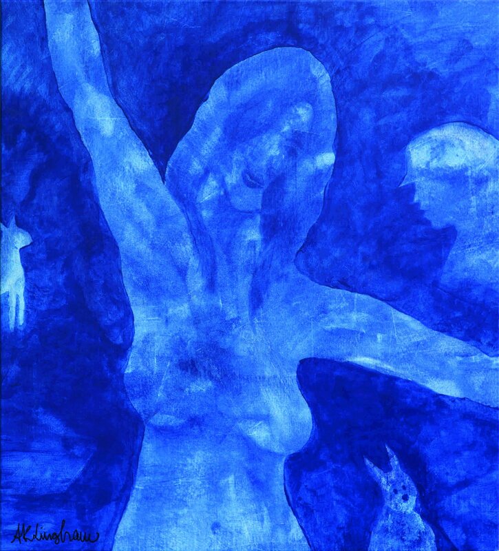 Akrylmålning Blue Dusk av Anna-Karin Lingham