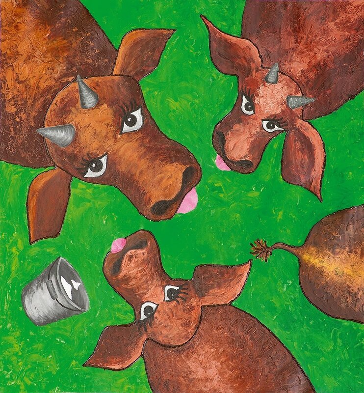 Akrylmålning Holy Cows av Anna-Karin Lingham