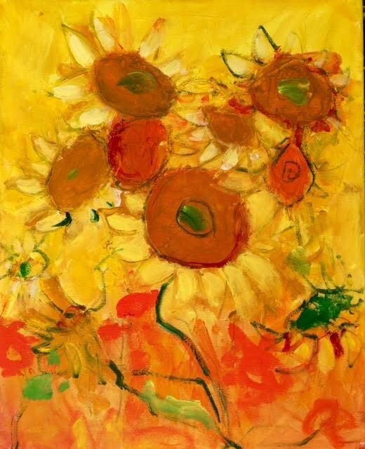 Akrylmålning Not Van Gogh Sunflowers av Alicia Larsson