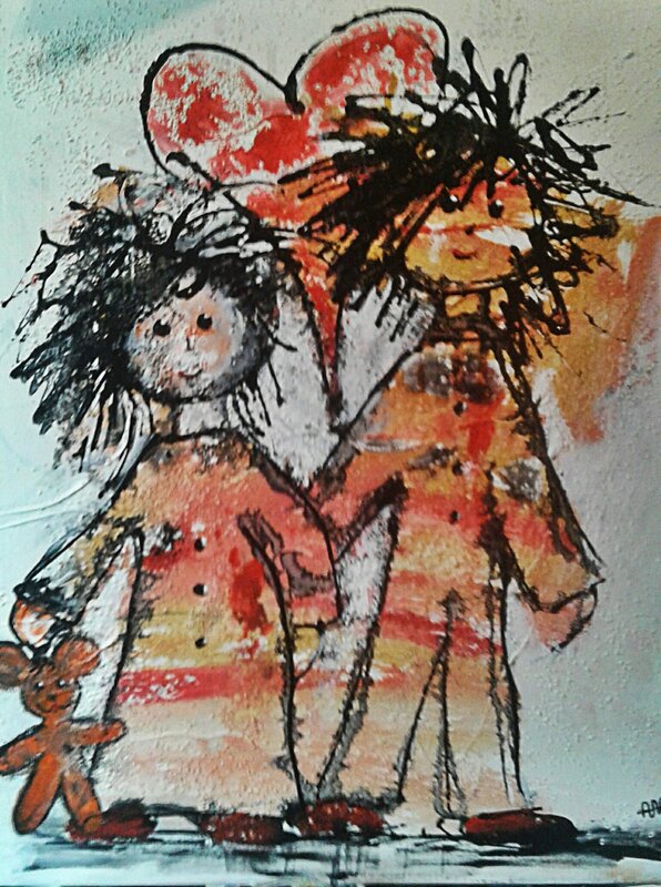 Akvarell Trollbarn av Annelie Malm