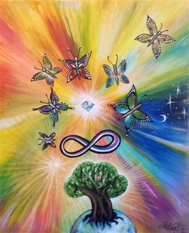 Akrylmålning Livets träd och Ljuset inom dig av Juliana Boneva