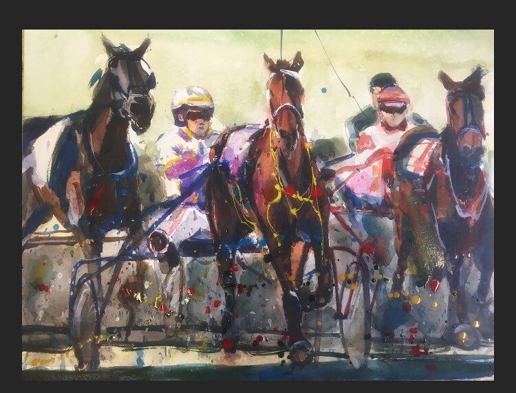 Akvarell Horse power racell av David Obi