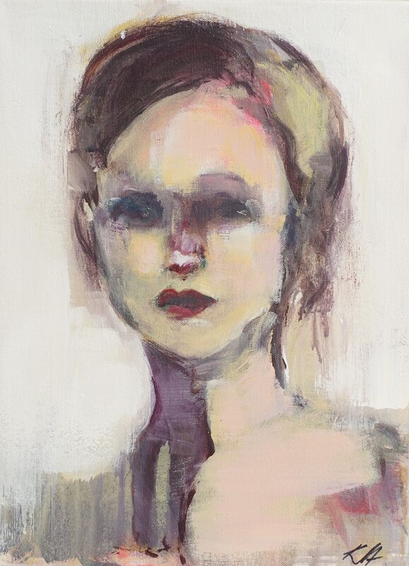 Akrylmålning Carry my head av Karin Holmström