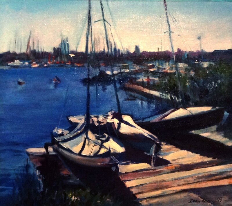 Oljemålning Boats 5 av Dora Krincy