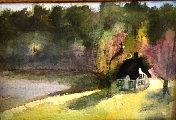 Akvarell Det lilla huset i parken av Gunilla Iversen