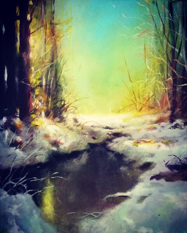 Akrylmålning Winterlight av Mathias Kärnlund