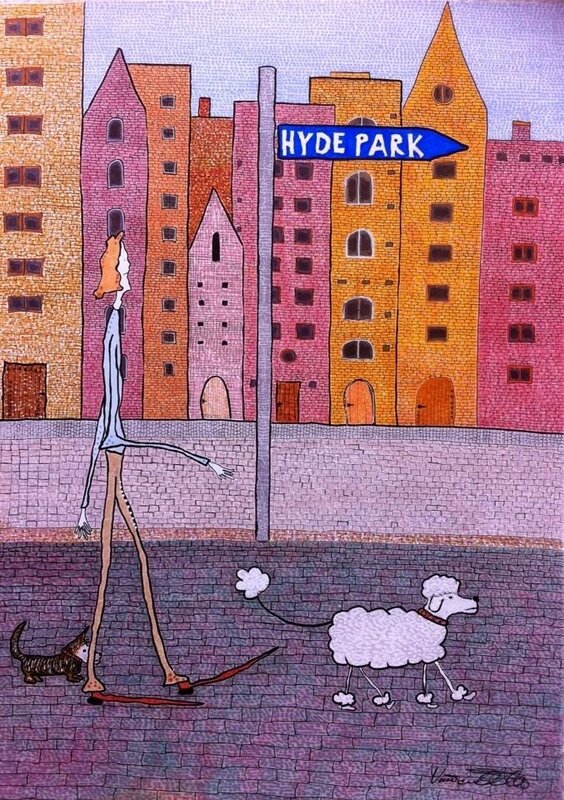 Scott, John and Bills daily walk to Hyde Park av Vivianne Otsa