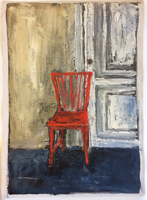Oljemålning Den röda stolen av Aime Sjögren