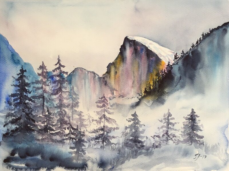 Akvarell Berg av Tanya Lundmark