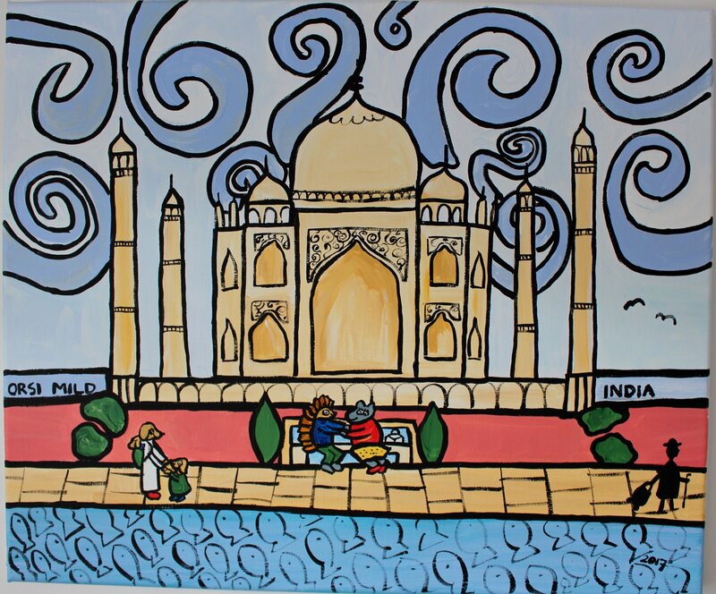 Akrylmålning India av Orsi Mild
