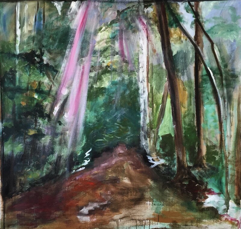 Akrylmålning In the woods av Anna Wilhelmsson