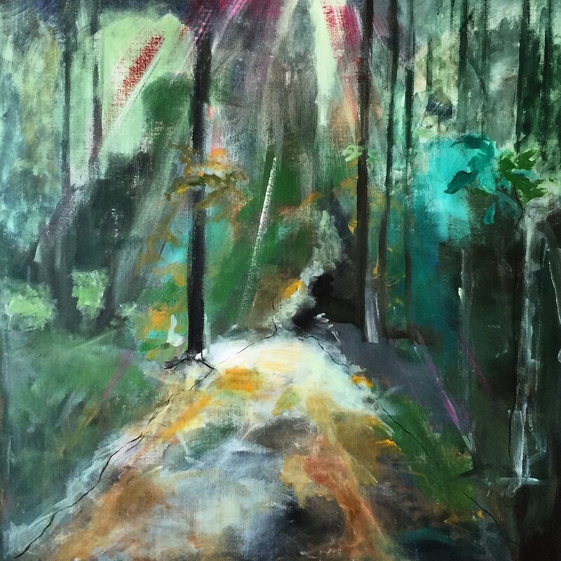 Akrylmålning In the woods 2 av Anna Wilhelmsson