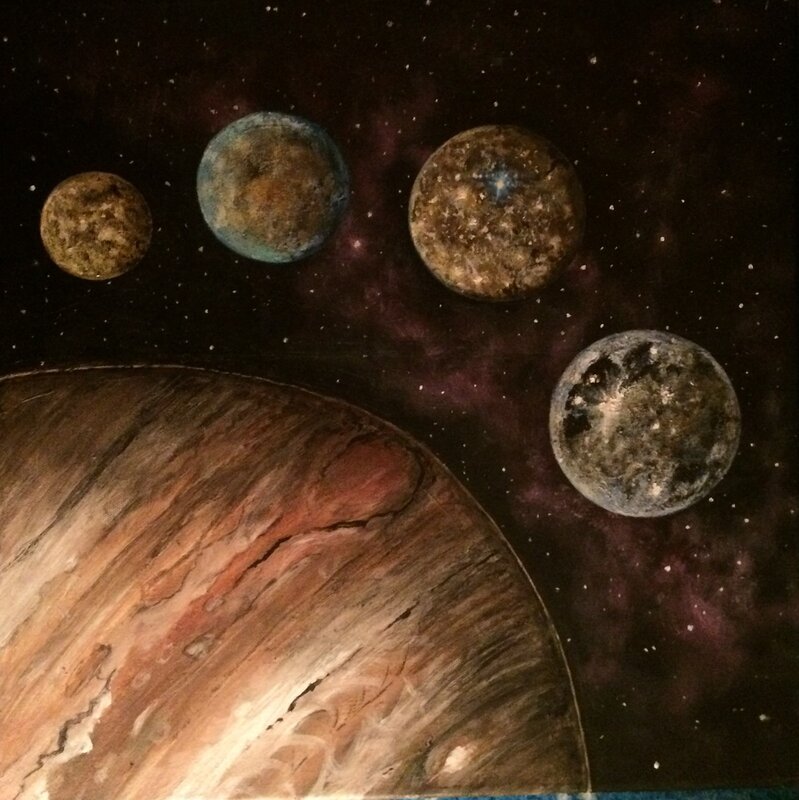 Jupiter med månar (Såld) av Frida Åstrand