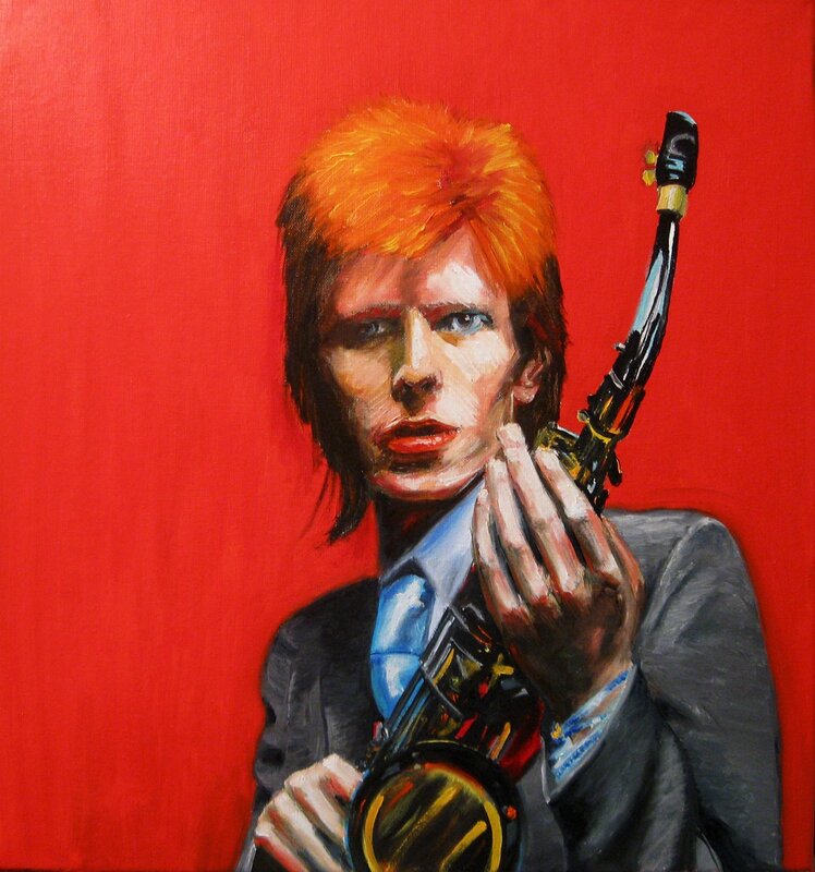Oljemålning David Bowie av Tony Fischier