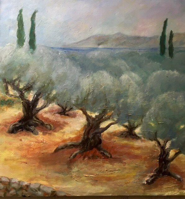 Oljemålning I olivlunden av Gunilla Iversen
