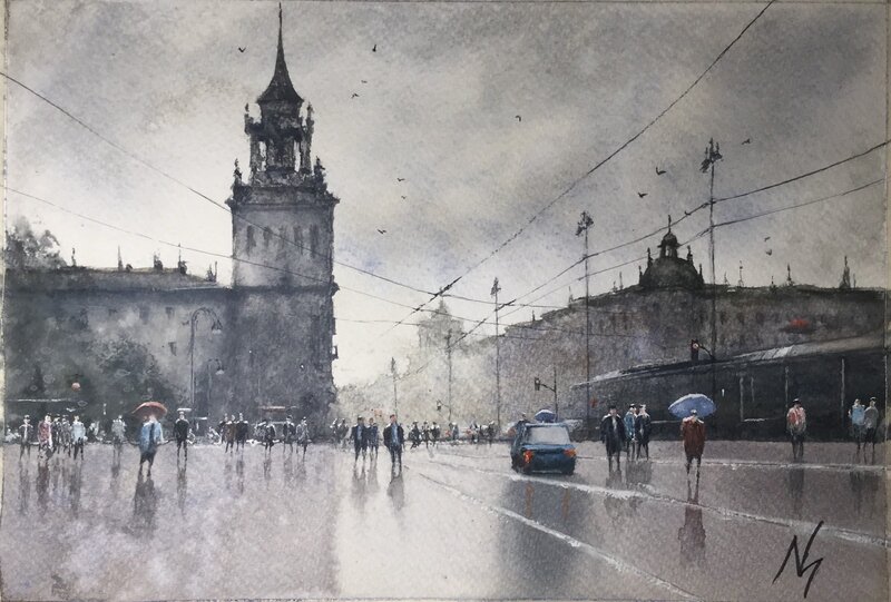 Akvarell St Petersburg av Niklas Gustafsson