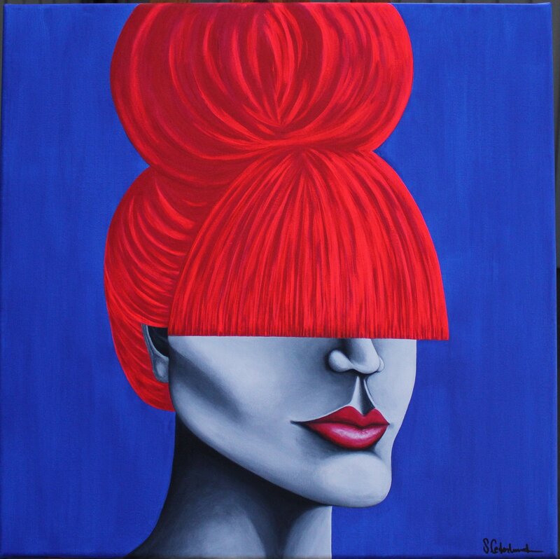 Akrylmålning Red Head av Susanne Cederlund
