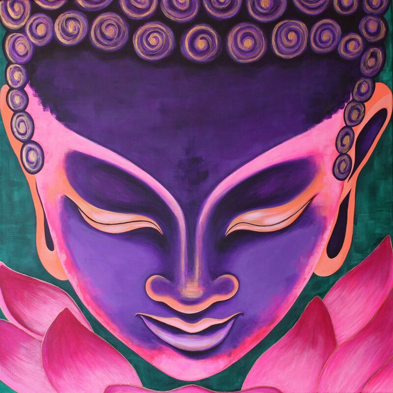 Akrylmålning Lotus Buddha av Susanne Cederlund