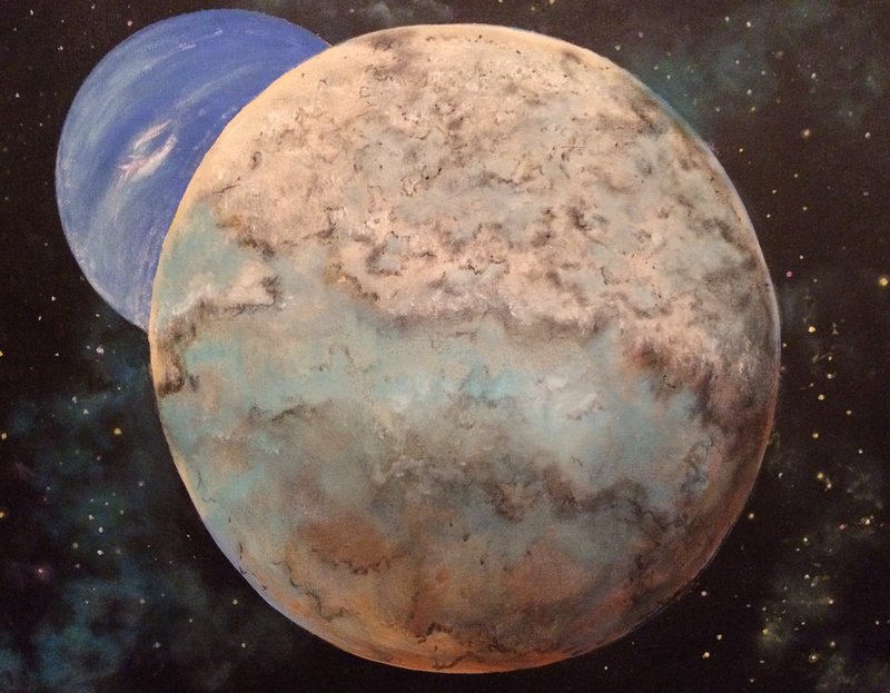 Akrylmålning Triton & Neptunus (Såld) av Frida Åstrand