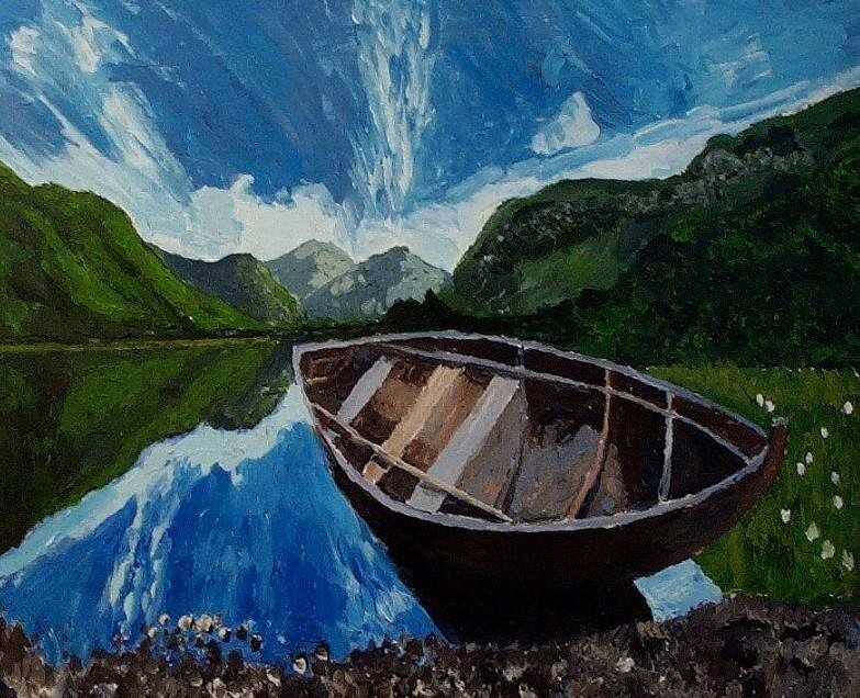 Akrylmålning Ena änden av sjön av Mats Eriksson
