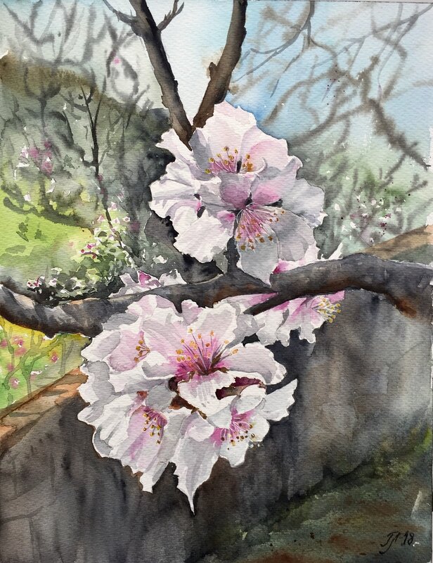 Akvarell Vårlängtan av Tanya Lundmark