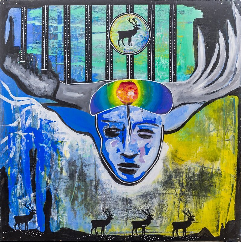 Akrylmålning Deer Kings kingdom av Zion Ivarsson