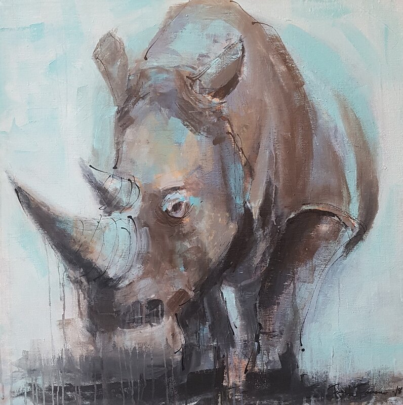 Akrylmålning Rhino II av Frank Forsman