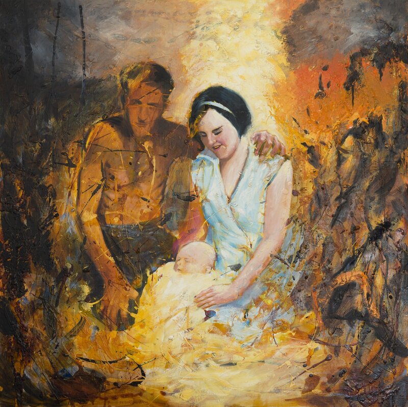 Oljemålning Refugees av Tommy Østman