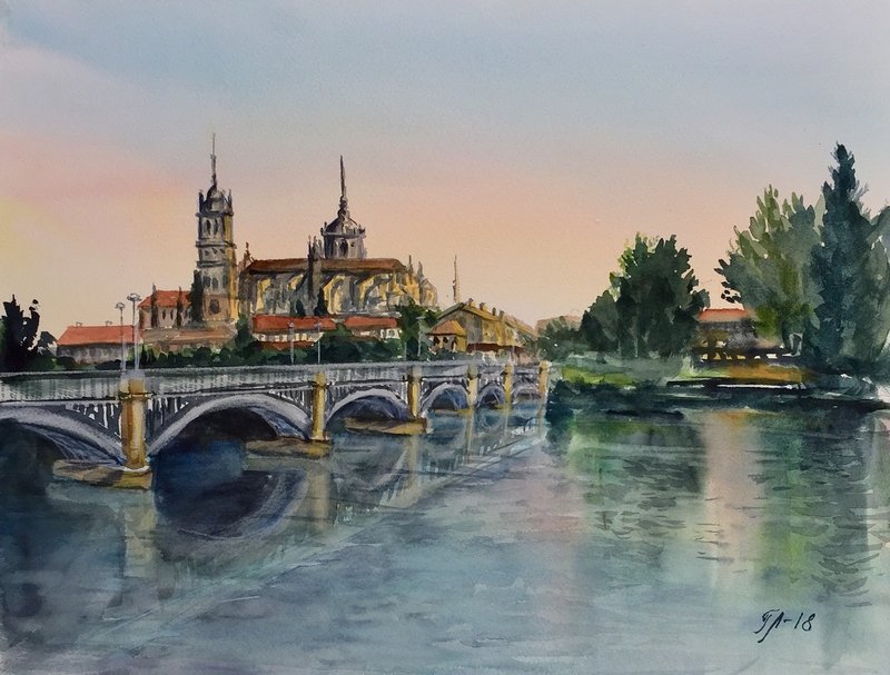 Akvarell Salamanca av Tanya Lundmark