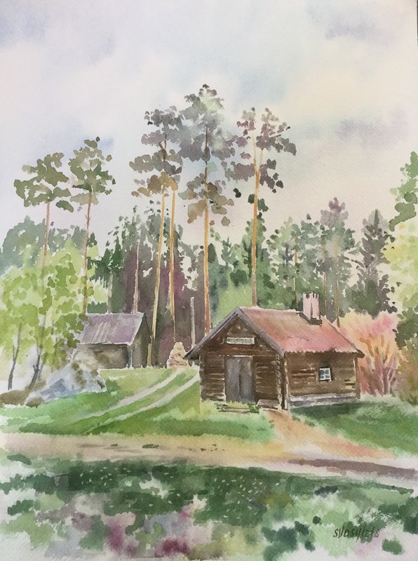 Akvarell Nora Hembygdsgård av Svitlana Vasylets