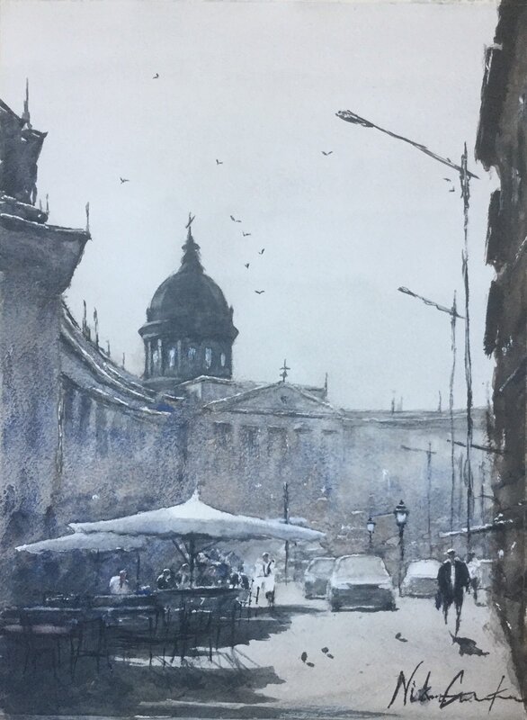 Akvarell St Petersburg II av Niklas Gustafsson